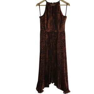 WHBM Animal Print Pleated Halter Maxi Dress Size 2